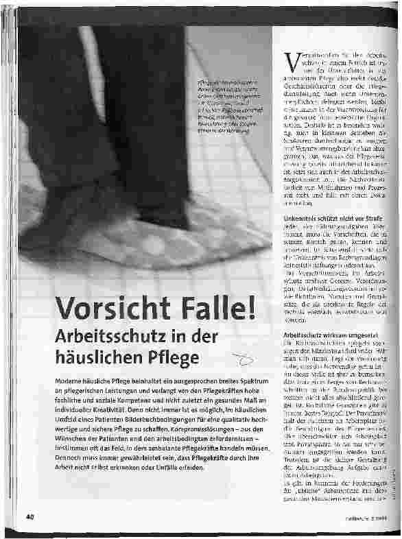 Vorschauseite 1: Vorsicht Falle! Arbeitsschutz in der häuslichen Pflege