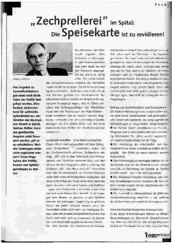 Vorschauseite 1: Zechprellerei im Spital: Die Speisekarte ist zu revidieren!