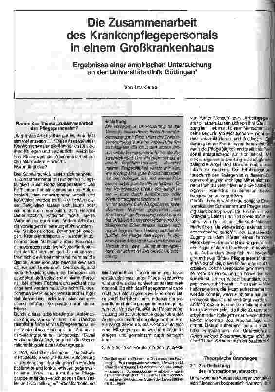 Vorschauseite 1: Die Zusammenarbeit des Krankenpflegepersonals in einem Großkrankenhaus