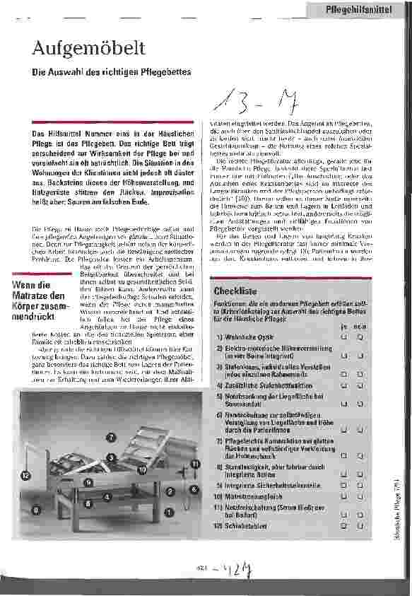 Vorschauseite 1: Aufgemöbelt Die Auswahl des richtigen Pflegebettes