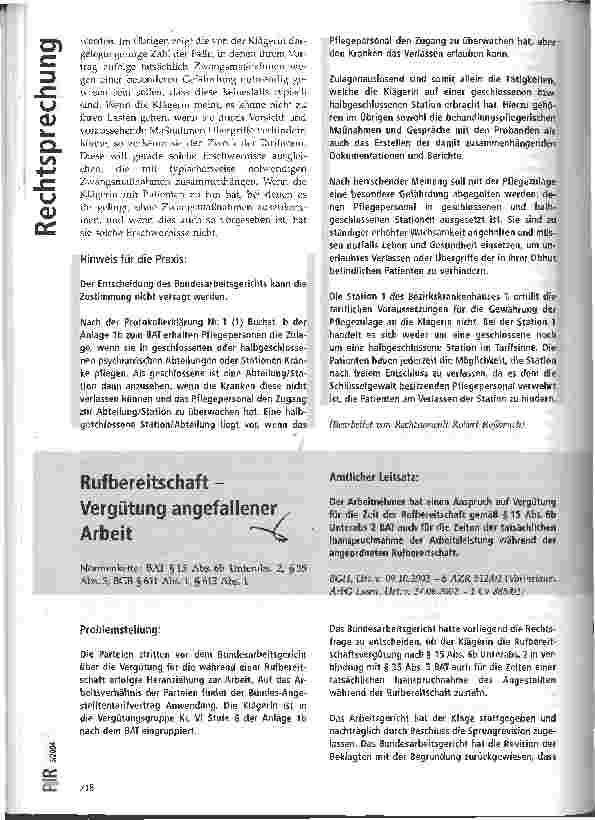 Vorschauseite 5: Pflege(Psychiatrie-)zulage - halbgeschlossene Station