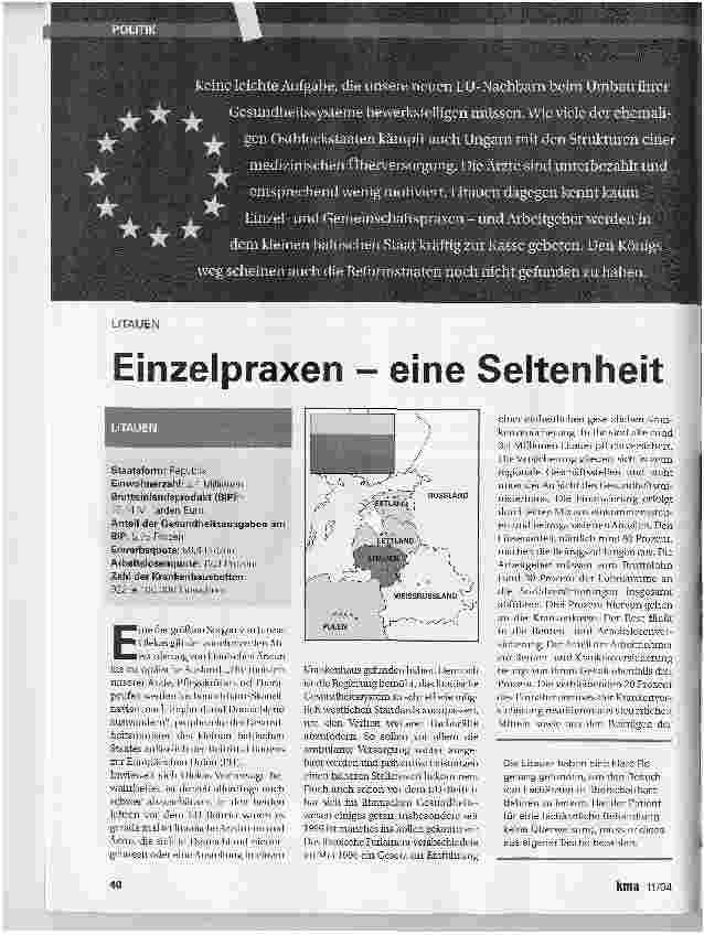 Vorschauseite 1: Einzelpraxen - eine Seltenheit