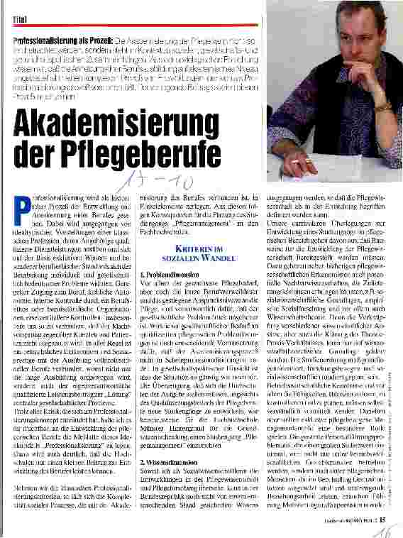 Vorschauseite 1: Akademisierung der Pflegeberufe Professionalisierung als Prozeß