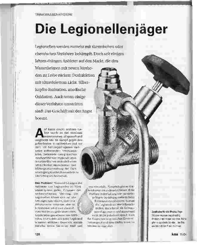 Vorschauseite 1: Die Legionellenjäger. Trinkwasserhygiene