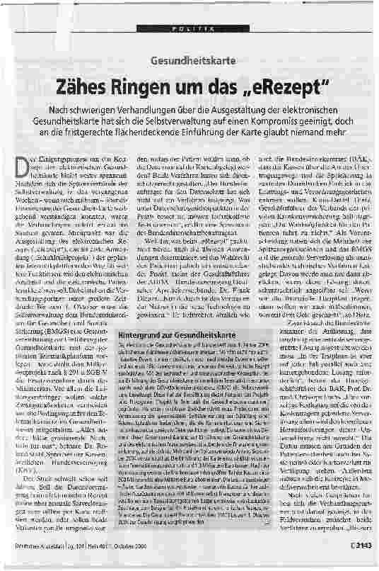 Vorschauseite 1: Zähes Ringen um das eRezept