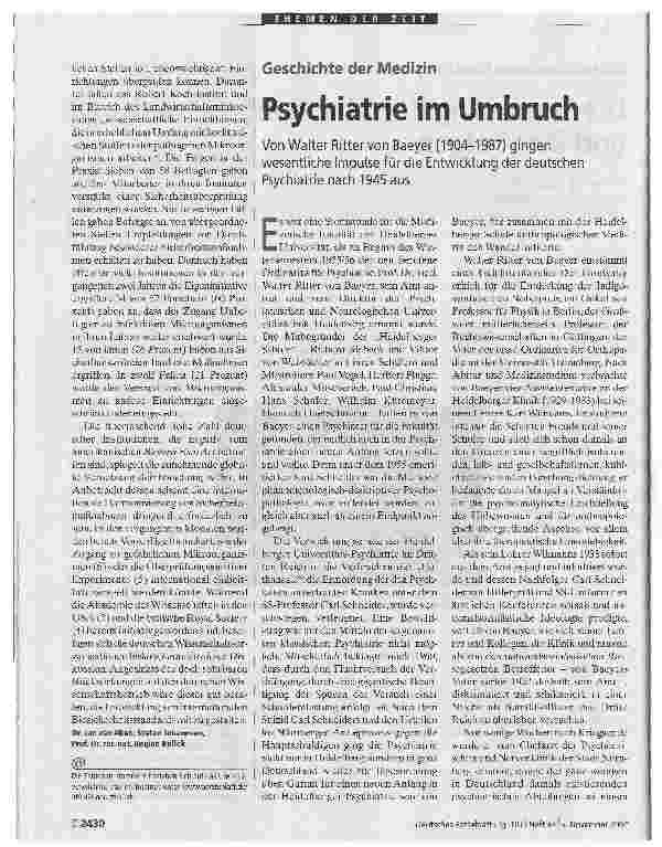 Vorschauseite 1: Psychiatrie im Umbruch