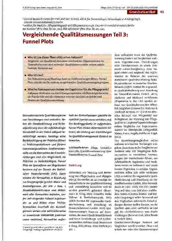 Vorschauseite 1: Vergleichende Oualitätsmessungen Teil 3: Funnel Plots