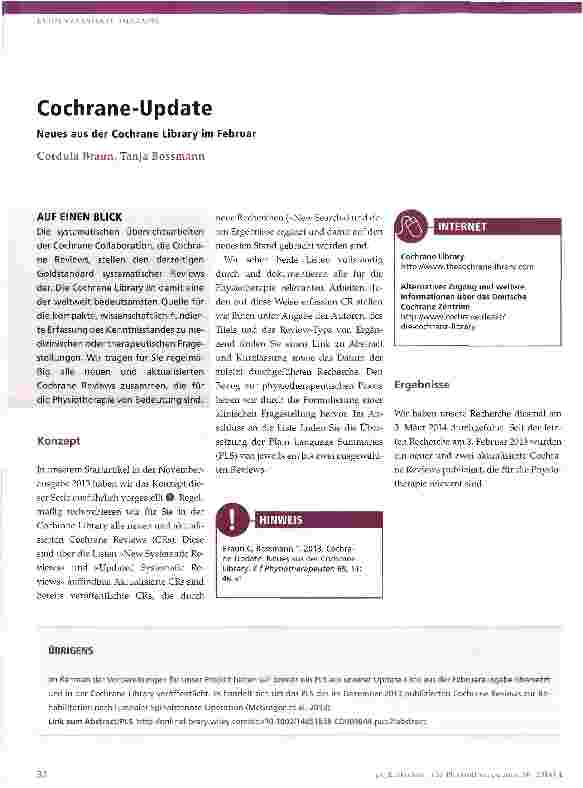 Vorschauseite 1: Cochrane-Update