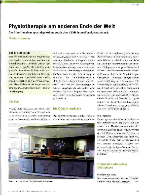 Vorschauseite 1: Physiotherapie am anderen Ende der Welt