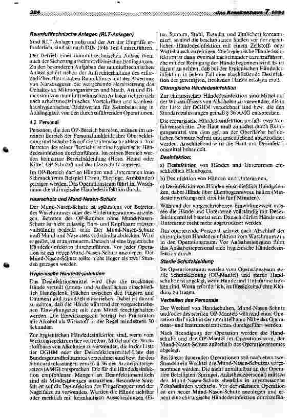 Vorschauseite 3: Hygiene-Anforderungen beim ambulanten Operieren in Krankenhaus und Pra xis (aus: Bundesgesundheitsblatt 5/94)