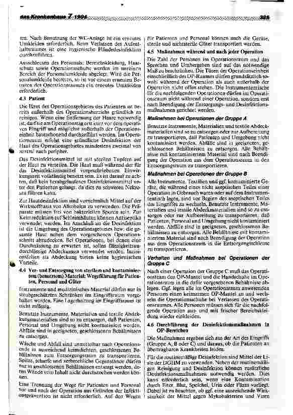 Vorschauseite 4: Hygiene-Anforderungen beim ambulanten Operieren in Krankenhaus und Pra xis (aus: Bundesgesundheitsblatt 5/94)