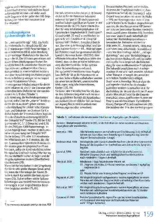 Vorschauseite 3: Prävention invasiver Aspergillosen bei hochgradig immunsupprimierten onkologischen Patienten