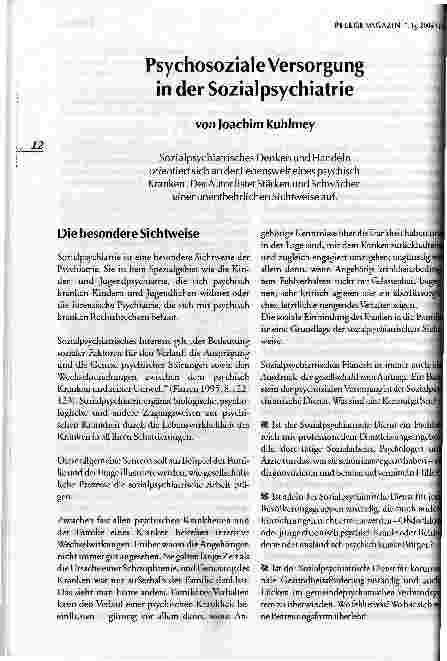 Vorschauseite 1: Psychosoziale Versorgung in der Sozialpsychiatrie