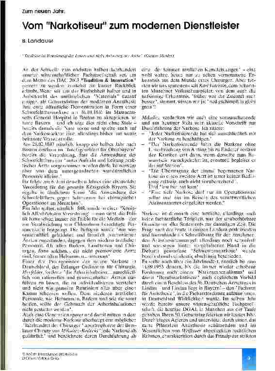 Vorschauseite 1: Vom Narkotiseur zum modernen Dienstleister
