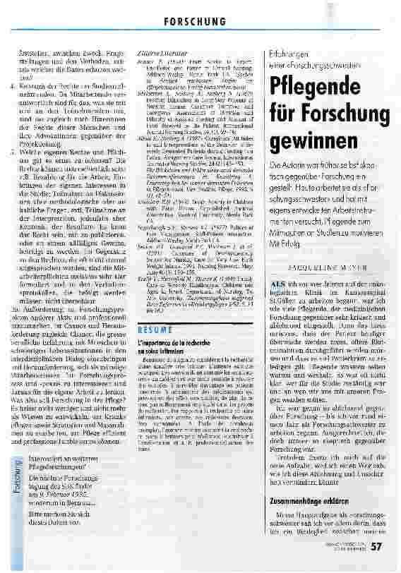 Vorschauseite 6: Weshalb Pflegeforschung so wichtig ist Zur Überbrückung der Kluft zwischen Theorie und Praxis