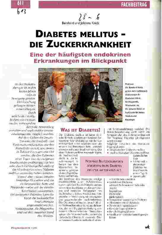 Vorschauseite 1: Diabetes Mellitus - die Zuckerkrankheit Eine der häufigsten endokrinen Erkrankungen im Blickpunkt