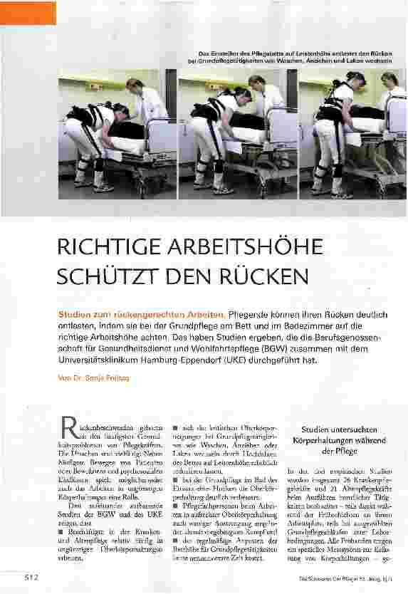 Vorschauseite 1: RICHTIGE ARBEITSHÖHE SCHÜTZT DEN RÜCKEN