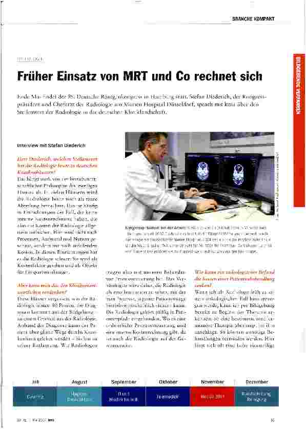 Vorschauseite 1: Früher Einsatz von MRT und Co rechnet sich