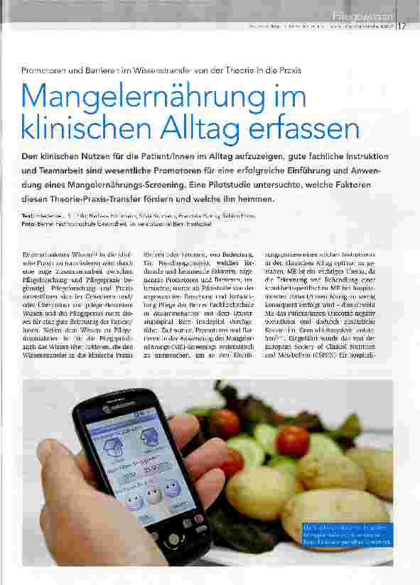Vorschauseite 1: Mangelernährung im klinischen Alltag erfassen