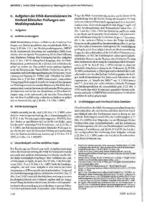 Vorschauseite 2: Ethik-Kommissionen zur Wahrung der Sicherheit von Teilnehmern an klinischen Prüfungen von Medizin-produkten und Leistungsbewertungsprüfungen von In-vitro-Diagnostika -Teil 1