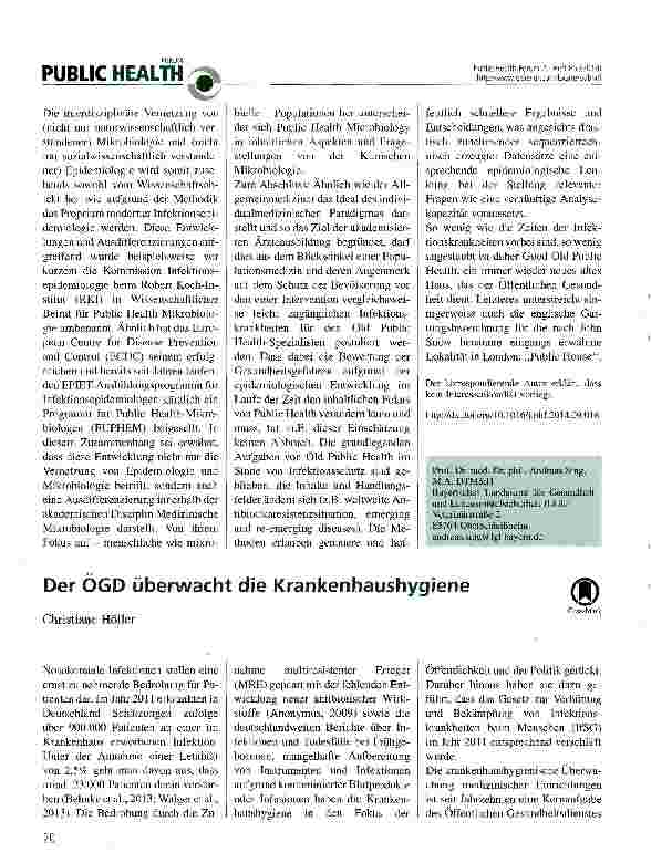 Vorschauseite 1: Der ÖGD überwacht die Krankenhaushygiene