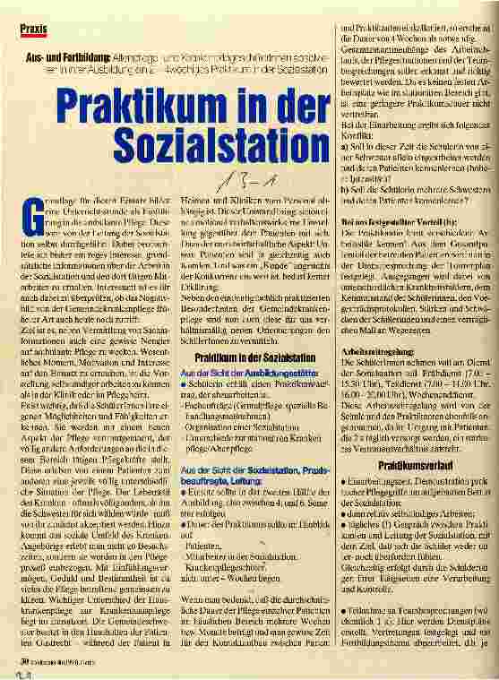 Vorschauseite 1: Praktikum in der Sozialstation Ausund Fortbildung