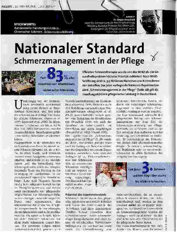 Vorschauseite 1: Nationaler StandardSchmerzmanagement in der Pflege