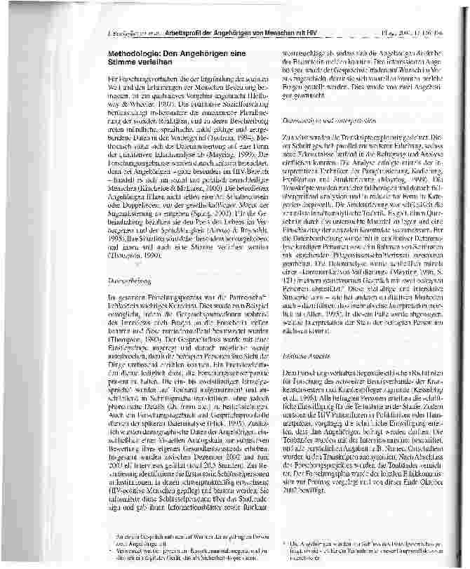 Vorschauseite 3: Das Arbeitsprofil der Angehörigen von Menschen mit HIV/Aids