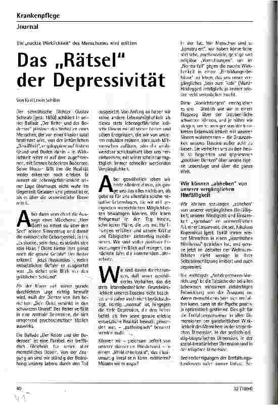 Vorschauseite 1: Das Rätsel der Depressivität
