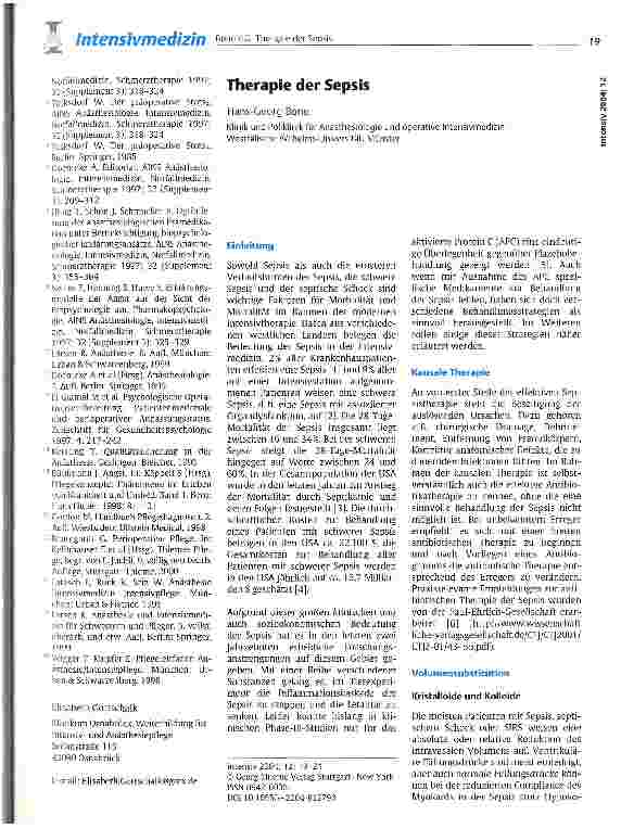 Vorschauseite 1: Therapie der Sepsis