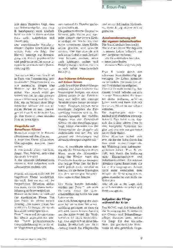 Vorschauseite 4: Patienten in Krisensituationen und Möglichkeiten zur professionellen Begleitung durch die Pflege2. Platz B. Braun-Preis