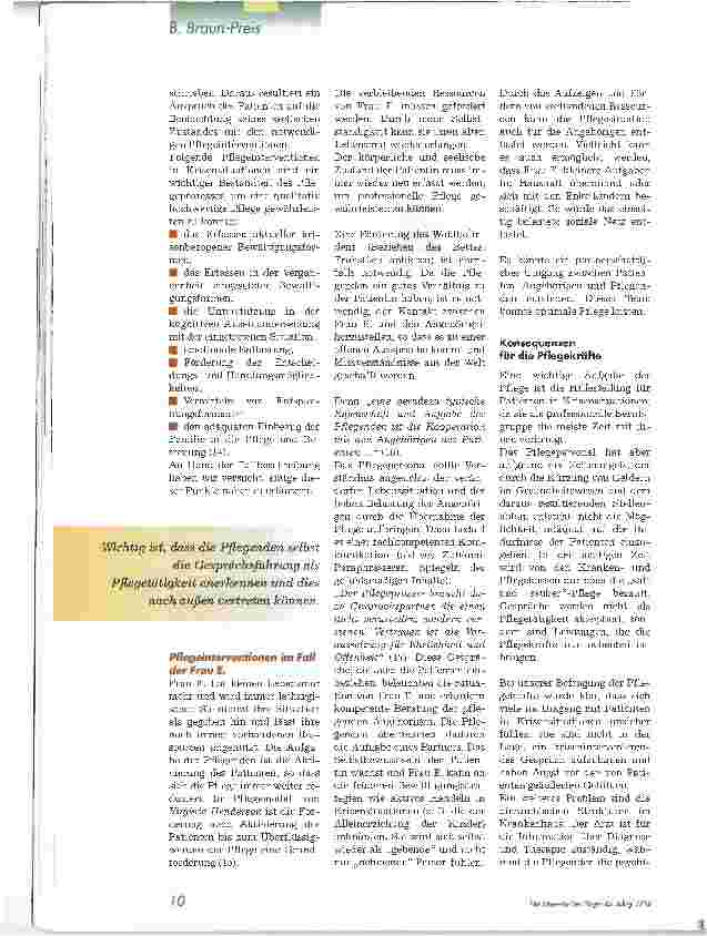 Vorschauseite 5: Patienten in Krisensituationen und Möglichkeiten zur professionellen Begleitung durch die Pflege2. Platz B. Braun-Preis