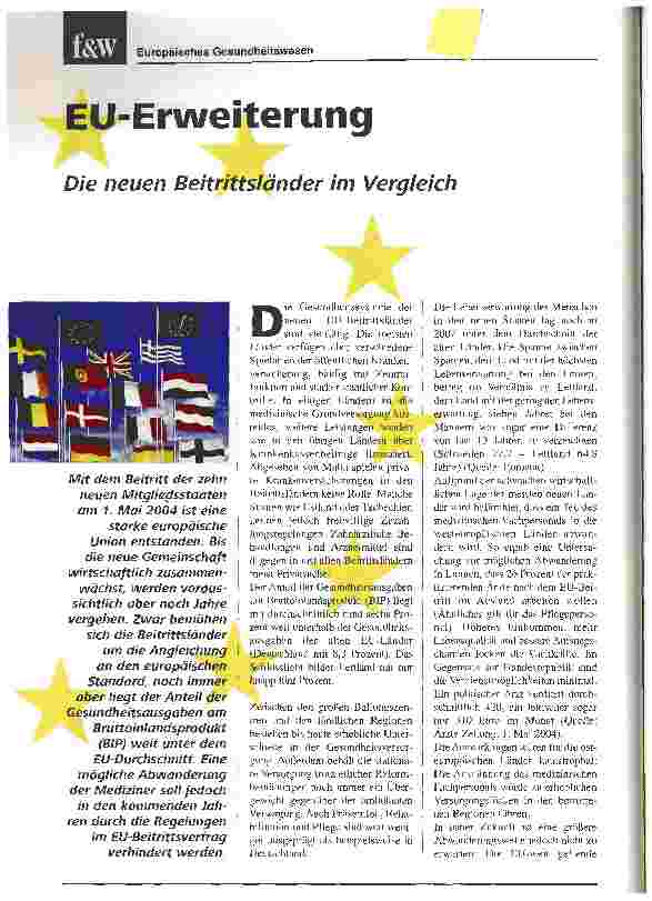 Vorschauseite 1: EU-Erweiterung - Die neuen Beitrittsländer im Vergleich