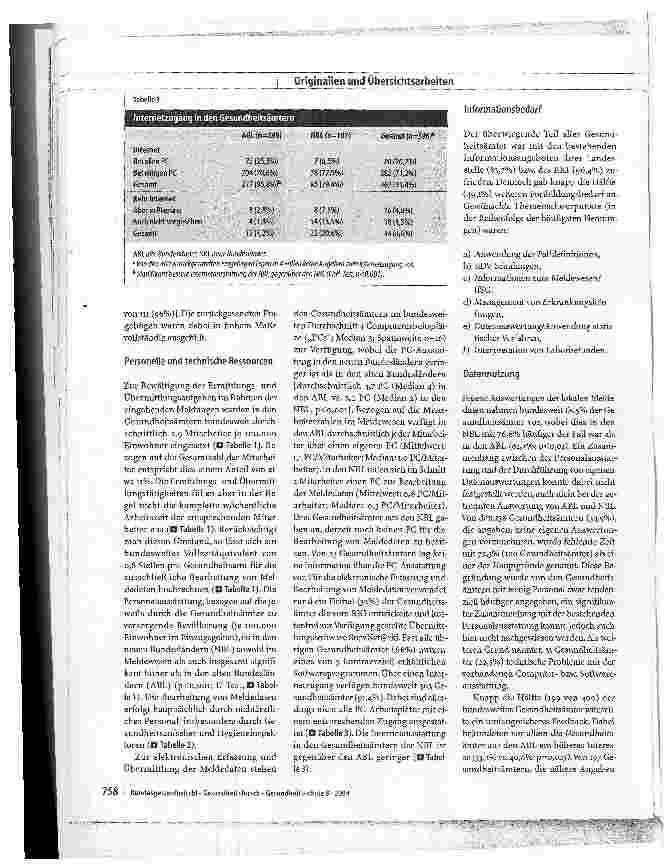 Vorschauseite 4: Befragung der Gesundheits ämter zur Umsetzung des Meldewesens nach dem Infektionsschutzgesetz