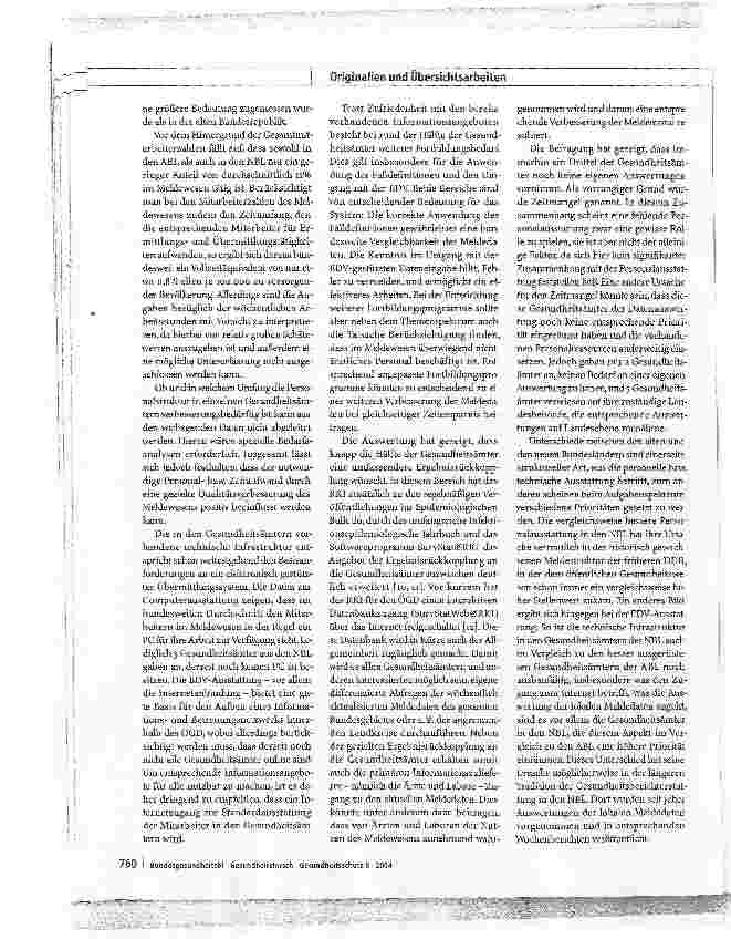 Vorschauseite 6: Befragung der Gesundheits ämter zur Umsetzung des Meldewesens nach dem Infektionsschutzgesetz