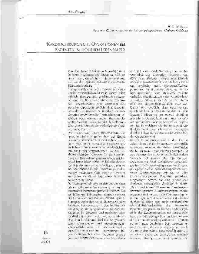 Vorschauseite 1: KARDIOCHIRURGISCHE OPERATIONEN BEI PATIENTEN IM HÖHEREN LEBENSALTER