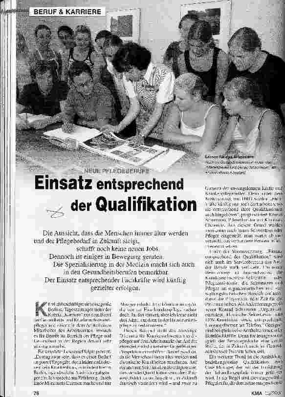 Vorschauseite 1: Neue Pflegeberufe: Einsatz entsprechend der Qualifikation