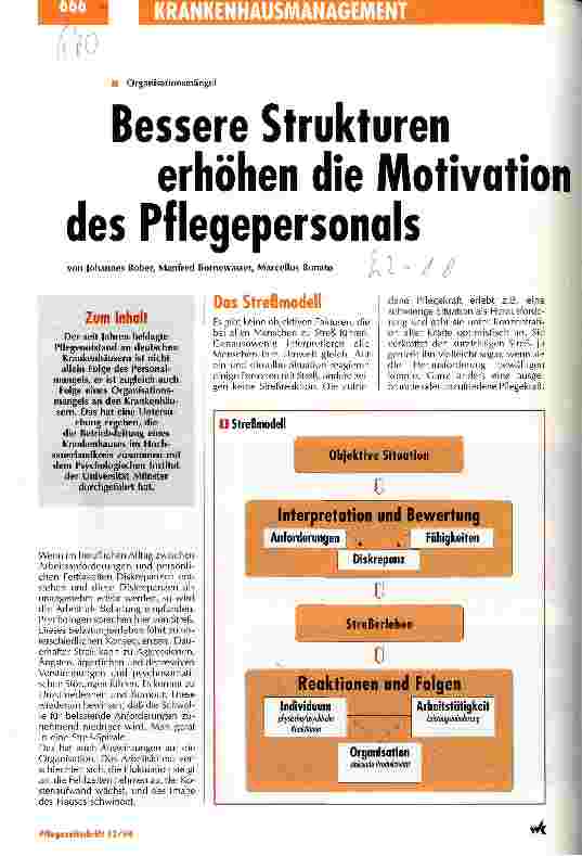 Vorschauseite 1: Bessere Strukturen erhöhen die Motivation des Pflegepersonals Organisationsmängel