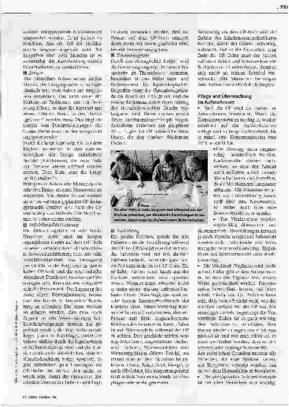 Vorschauseite 2: Der alte Mensch in der Anästhesie2. Teil: Intraund postoperative Pflege