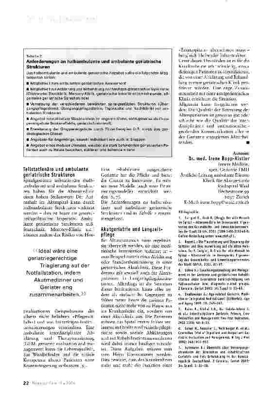 Vorschauseite 3: Die Geriatrieklinik im Zentrum des altersmedizinischen Dienstleistungsnetzes
