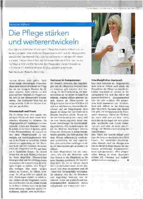 Vorschauseite 1: Die Pflege stärken und weiterentwickeln