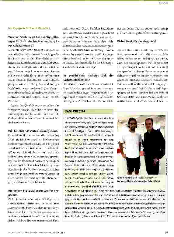 Vorschauseite 5: Wichtig ist das Vertrauen des Sportlers in seine Therapeuten!