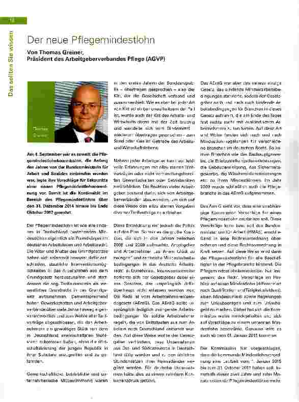 Vorschauseite 1: Der neue Pflegemindestlohn