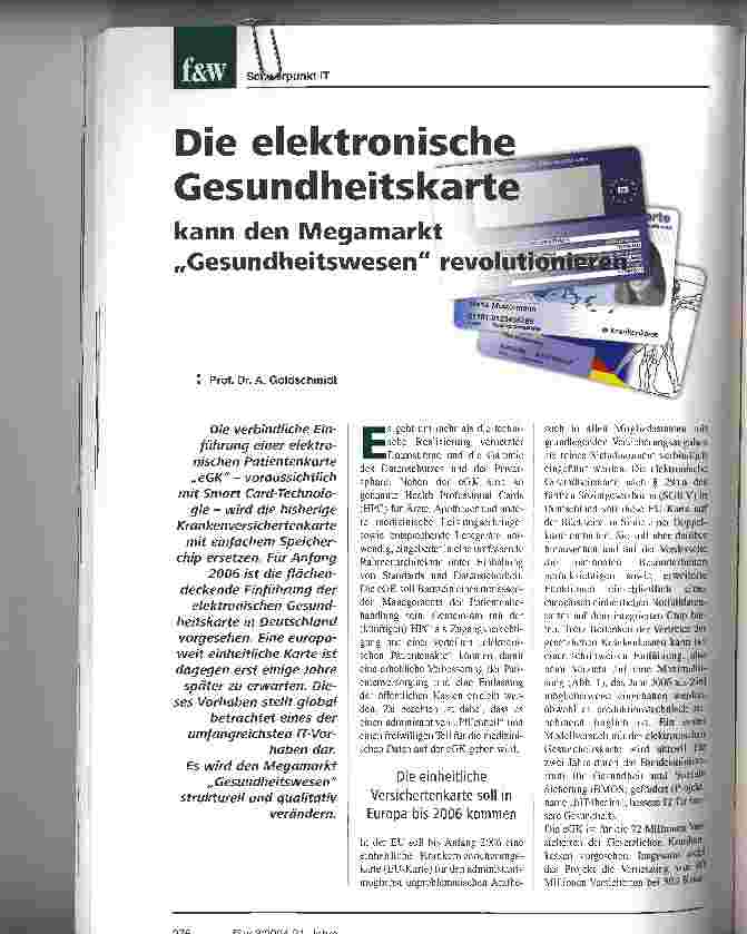 Vorschauseite 1: Die elektronische Gesundheitskartekann den Megamarkt Gesundheitswesen revolution
