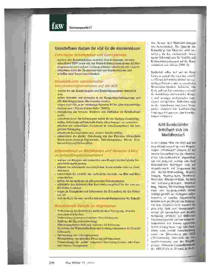 Vorschauseite 3: Die elektronische Gesundheitskartekann den Megamarkt Gesundheitswesen revolution