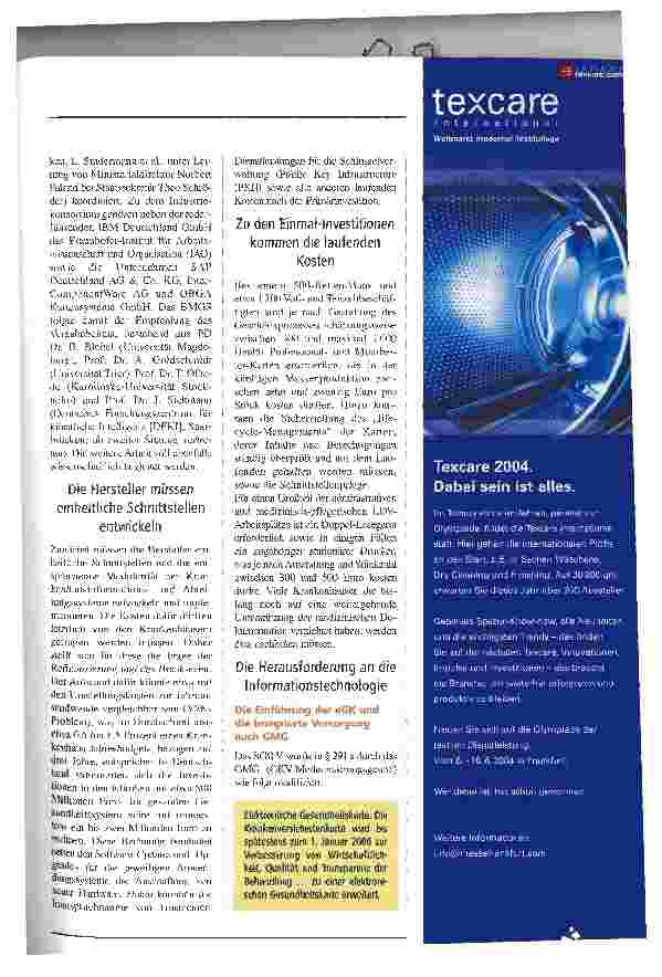 Vorschauseite 4: Die elektronische Gesundheitskartekann den Megamarkt Gesundheitswesen revolution