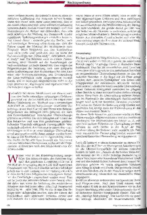 Vorschauseite 2: Zur Überwachungspflicht sedierter Patienten nach ambulanter Behandlung Bundesgerichtshof, Urteil vom 08. April 2003