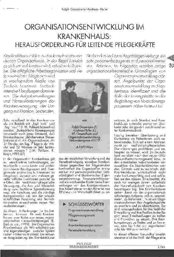 Vorschauseite 1: Organisationsentwicklung im Krankenhaus: Herausforderung für leitende Pflegekräfte