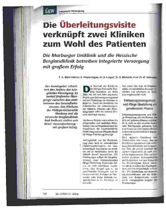 Vorschauseite 1: Die Überleitungsvisite verknüpft zwei Kliniken zum Wohl des Patienten