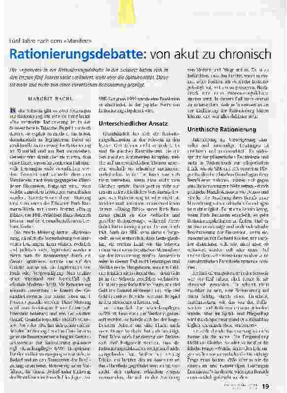 Vorschauseite 1: Rationierungsdebatte: von akut zu chronisch